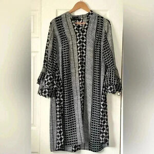 Womens  Check Striped Cover Up Dress White Black. Tunic dress One size fits most